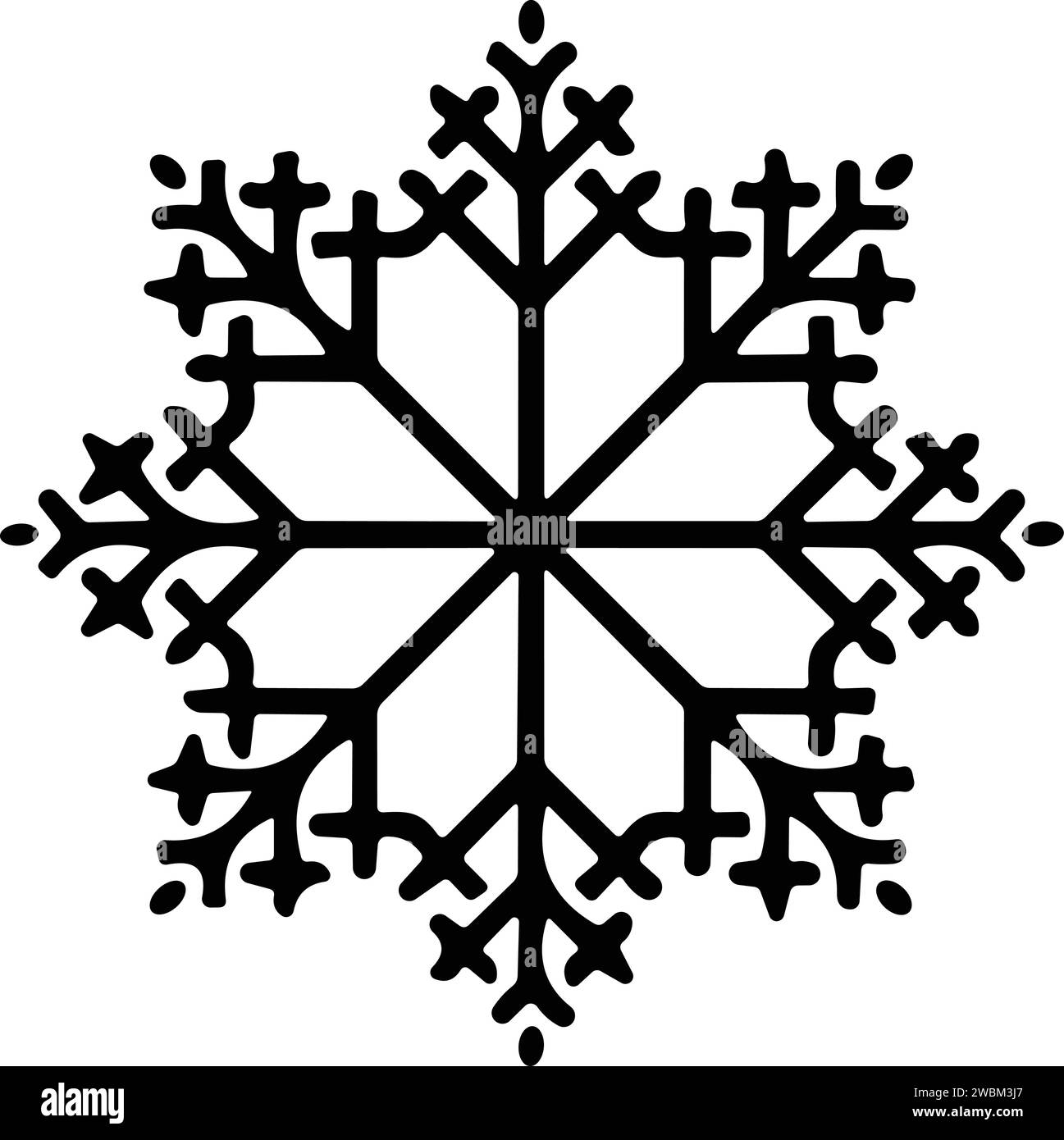 icona a forma di fiocchi di neve con linea sottile. fiocco di neve semplice, per report, presentazioni, diagrammi, web design. simbolo del ghiaccio Illustrazione Vettoriale