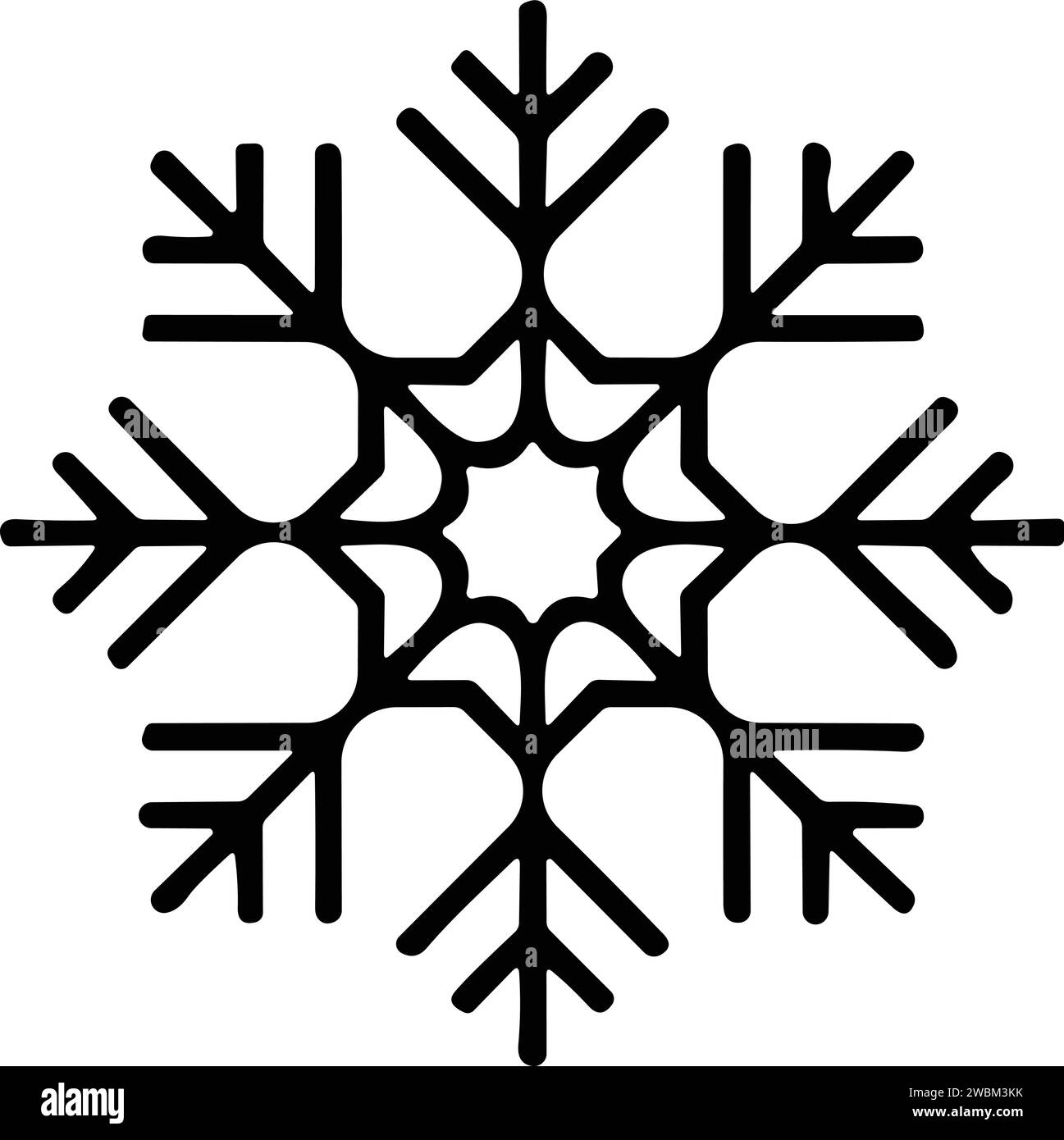 icona a forma di fiocchi di neve con linea sottile. fiocco di neve semplice, per report, presentazioni, diagrammi, web design. simbolo del ghiaccio Illustrazione Vettoriale