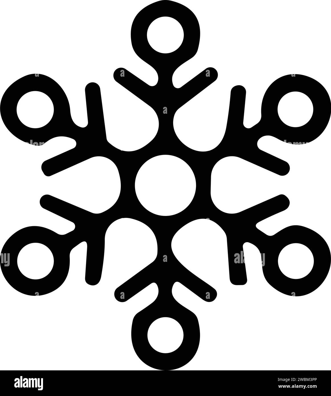 icona a forma di fiocchi di neve con linea sottile. fiocco di neve semplice, per report, presentazioni, diagrammi, web design. simbolo del ghiaccio Illustrazione Vettoriale