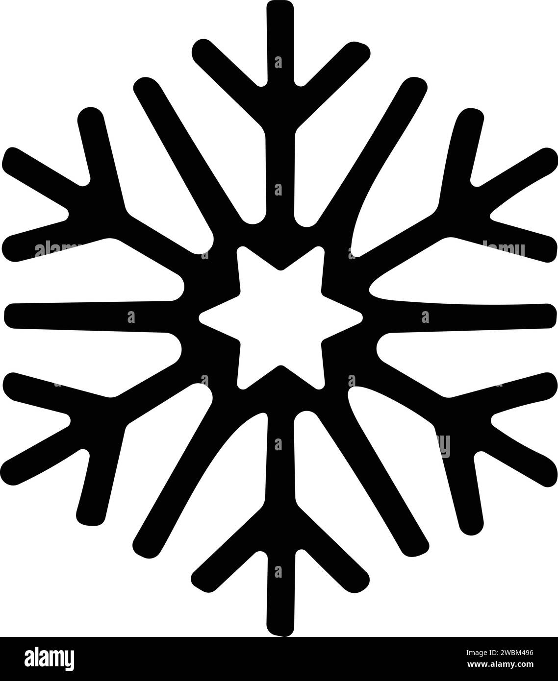 icona a forma di fiocchi di neve con linea sottile. fiocco di neve semplice, per report, presentazioni, diagrammi, web design. simbolo del ghiaccio Illustrazione Vettoriale