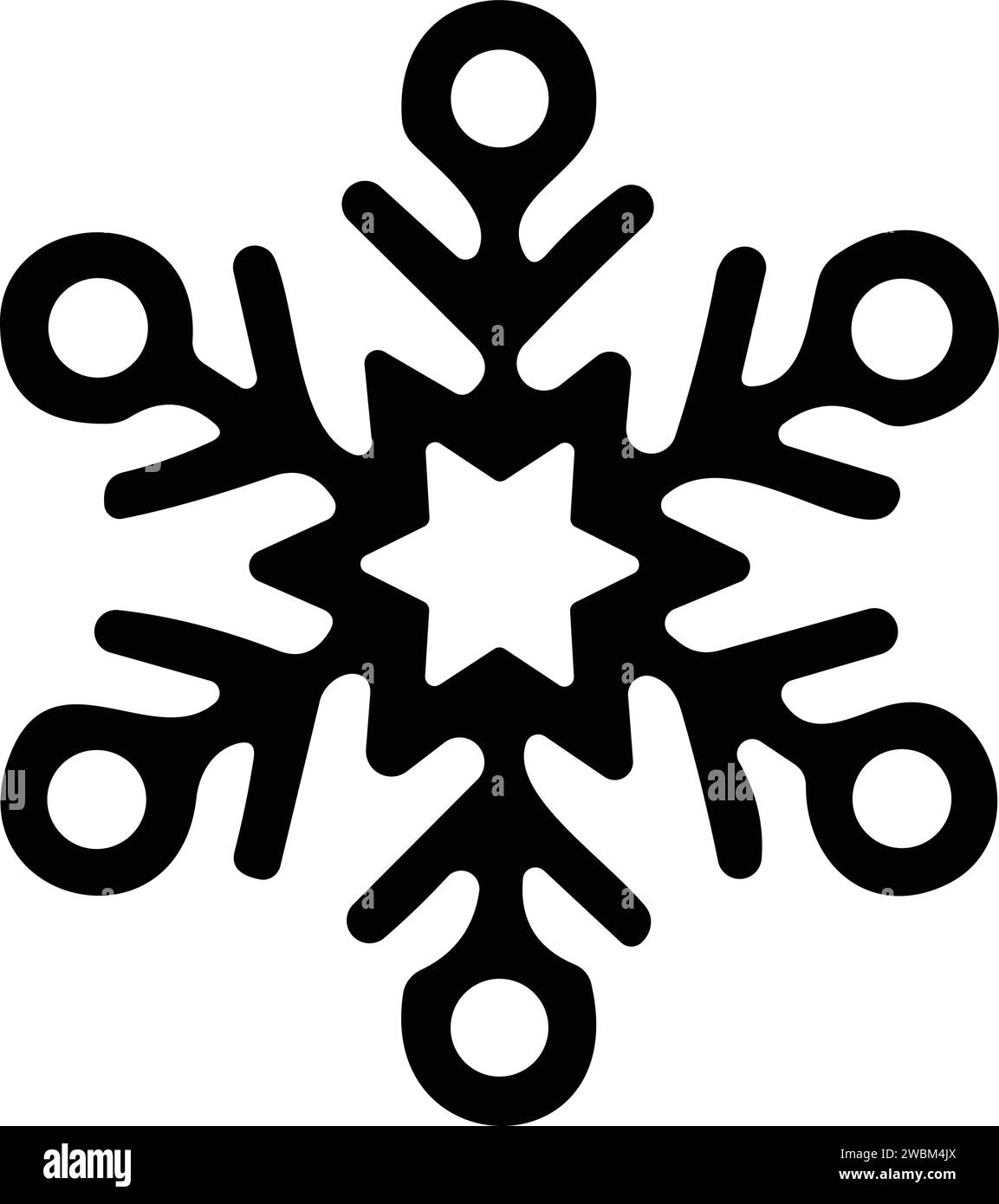 icona a forma di fiocchi di neve con linea sottile. fiocco di neve semplice, per report, presentazioni, diagrammi, web design. simbolo del ghiaccio Illustrazione Vettoriale