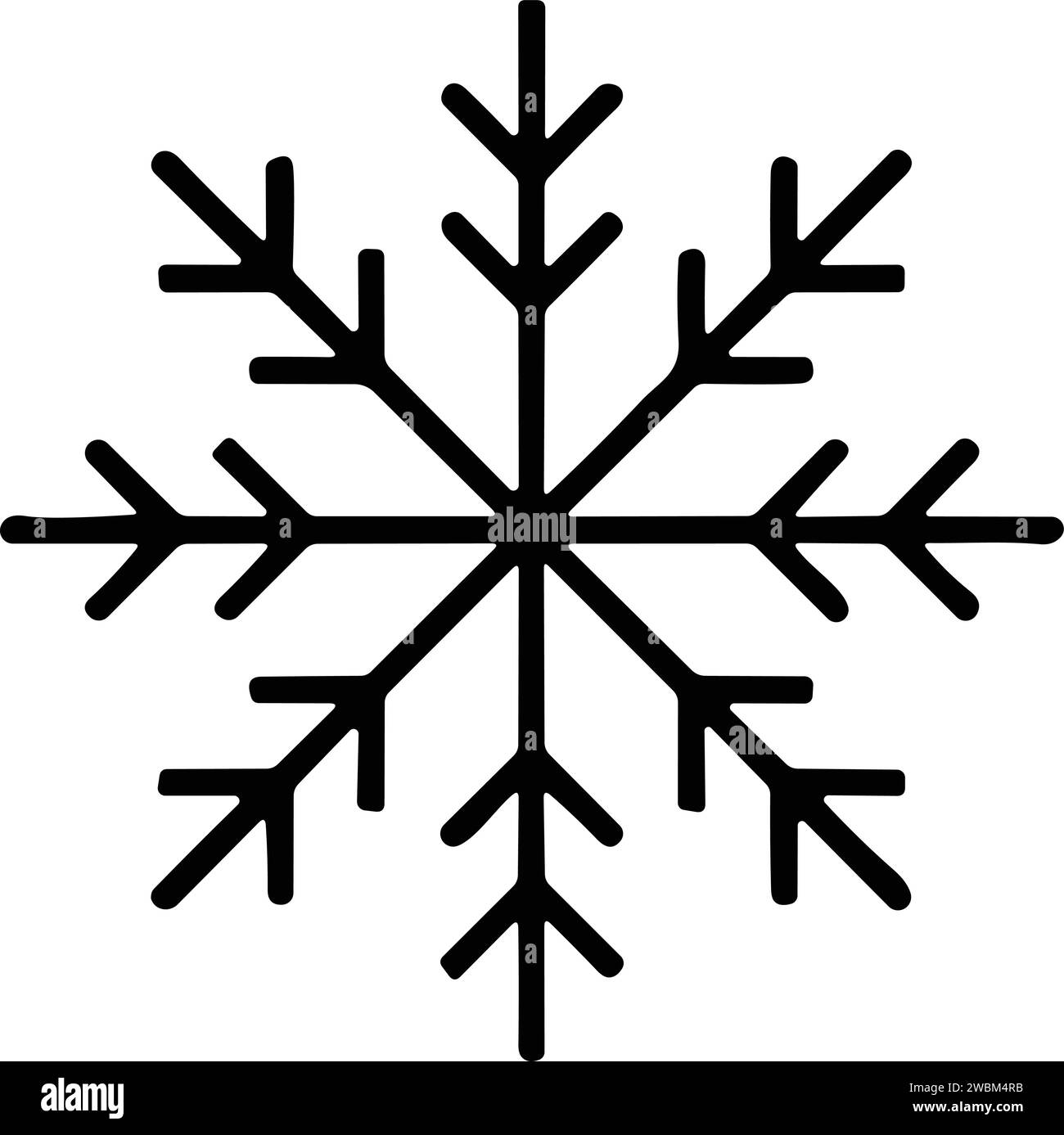 icona a forma di fiocchi di neve con linea sottile. fiocco di neve semplice, per report, presentazioni, diagrammi, web design. simbolo del ghiaccio Illustrazione Vettoriale