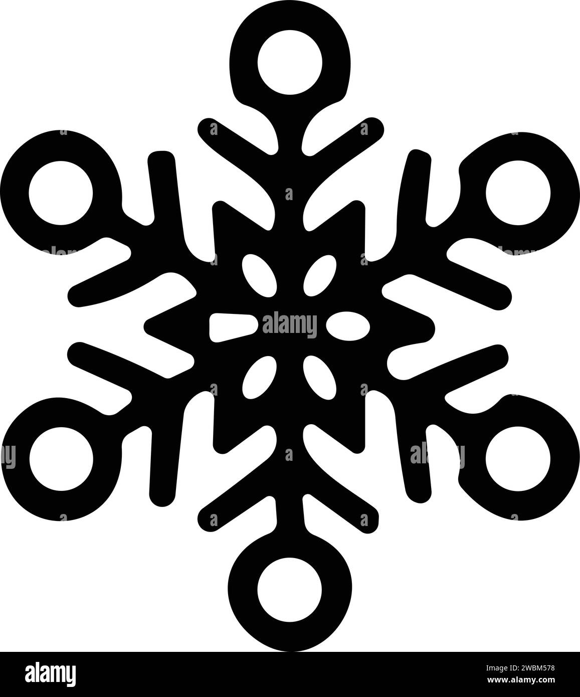 icona a forma di fiocchi di neve con linea sottile. fiocco di neve semplice, per report, presentazioni, diagrammi, web design. simbolo del ghiaccio Illustrazione Vettoriale