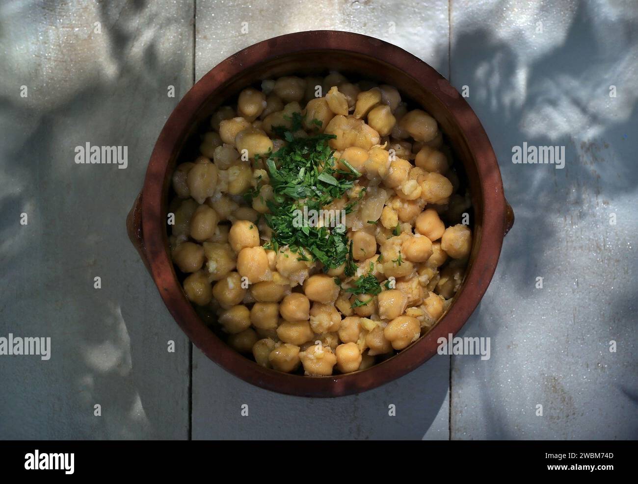 Un piatto di balila per la colazione in Libano. Foto Stock