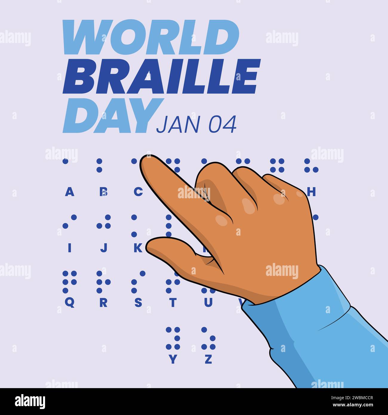Giornata Mondiale del Braille illustrazione vettoriale giornata del Braille 4 gennaio icona dell'istruzione Illustrazione Vettoriale