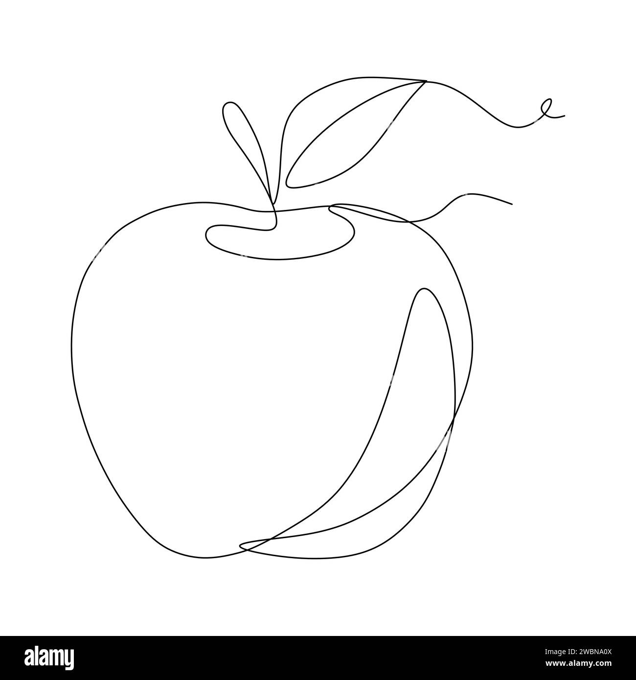 Disegno continuo a una linea di mela. Frutto artistico a linea singola. Illustrazione Vettoriale