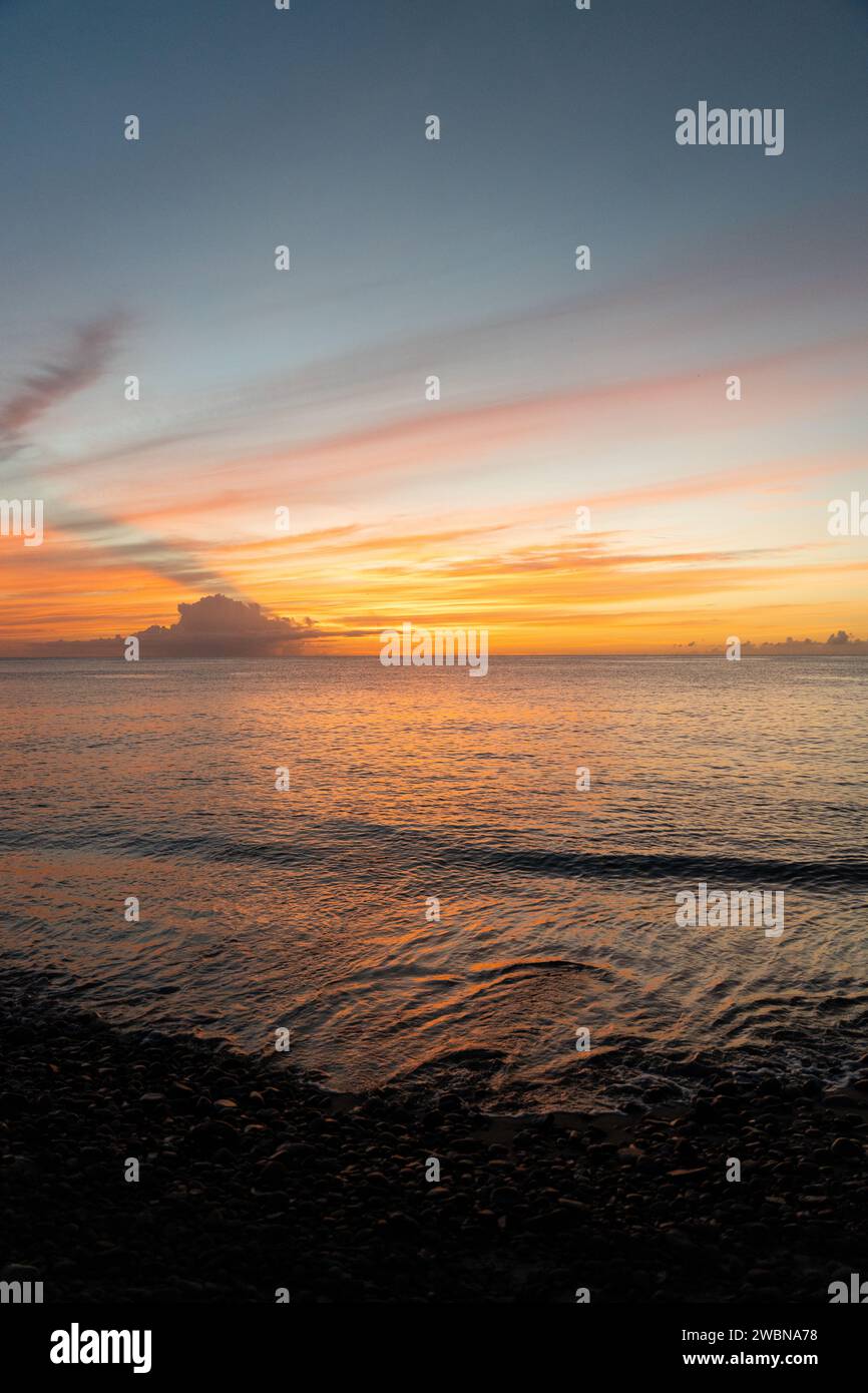 Tramonto a Soufriere, Santa Lucia Foto Stock