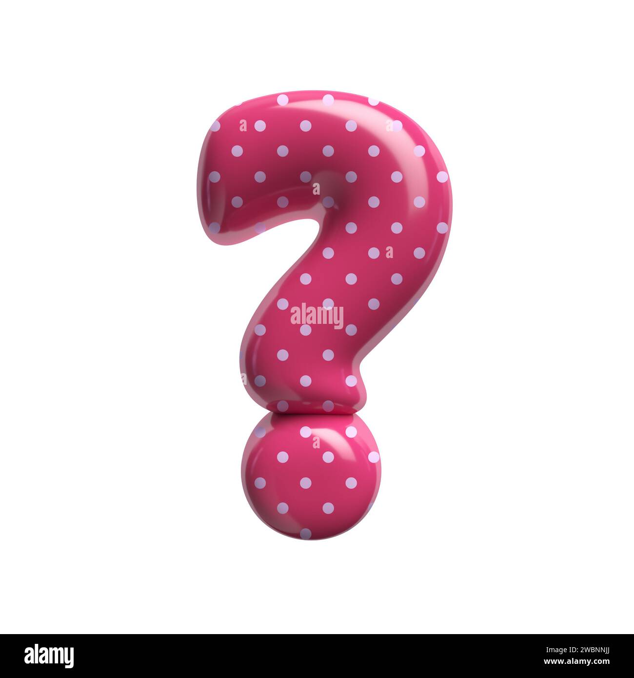 Punto interrogativo polka - simbolo retro rosa 3d - adatto per oggetti legati alla moda, al design retrò o alla decorazione Foto Stock