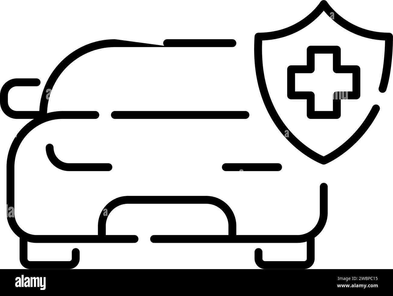 Assicurazione sanitaria per incidenti stradali. Icona Pixel Perfect Illustrazione Vettoriale