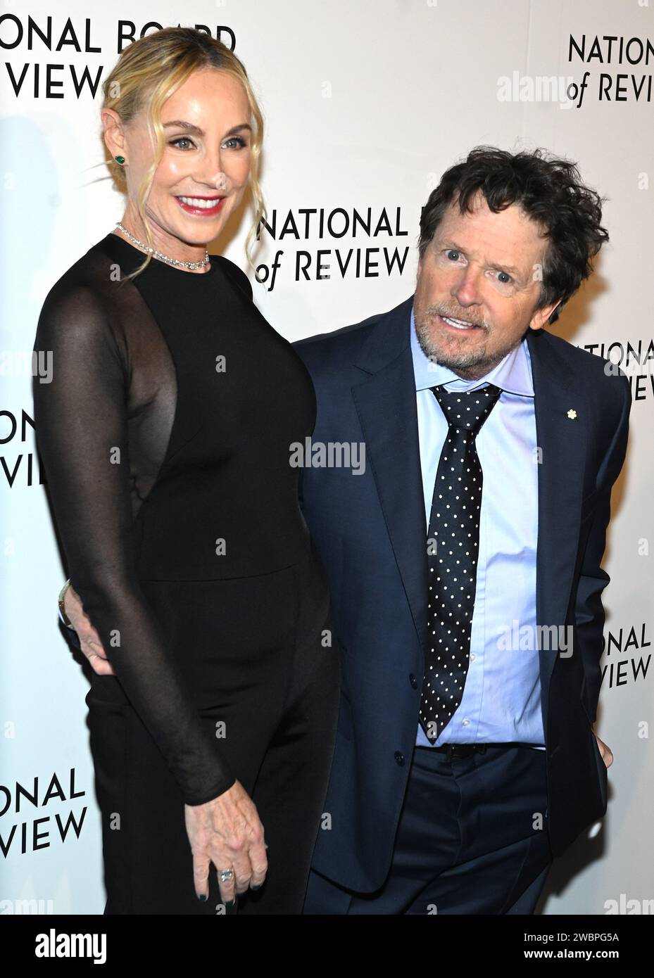 New York, USA. 11 gennaio 2024. Tracy Pollan e Michael J. Fox partecipano al 2024 National Board of Review Gala a Cipriani 42nd Street l'11 gennaio 2024 a New York City. Foto: Jeremy Smith/imageSPACE/Sipa USA credito: SIPA USA/Alamy Live News Foto Stock