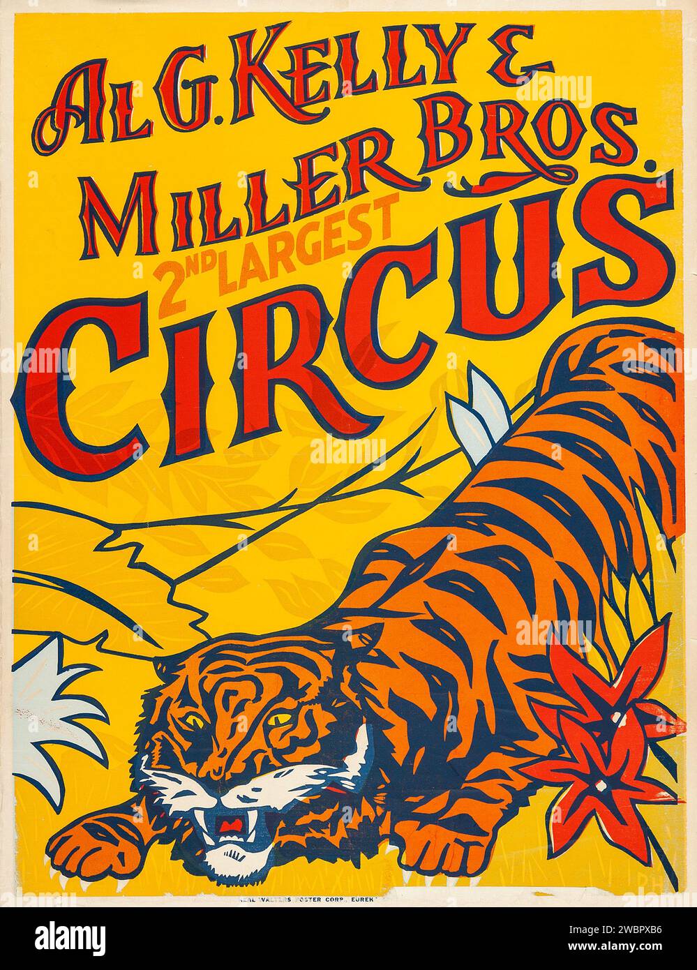 Poster del circo (al G. Kelly & Miller Bros., 1950s). Poster proat una tigre Foto Stock