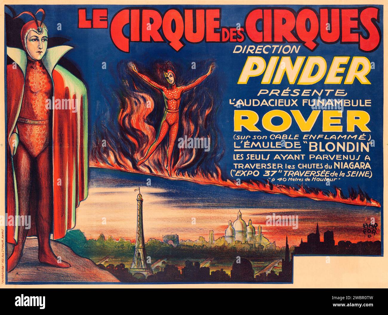 Poster del circo d'epoca - le Cirque des Cirques (1935) Pinder, Rover. Francese Foto Stock