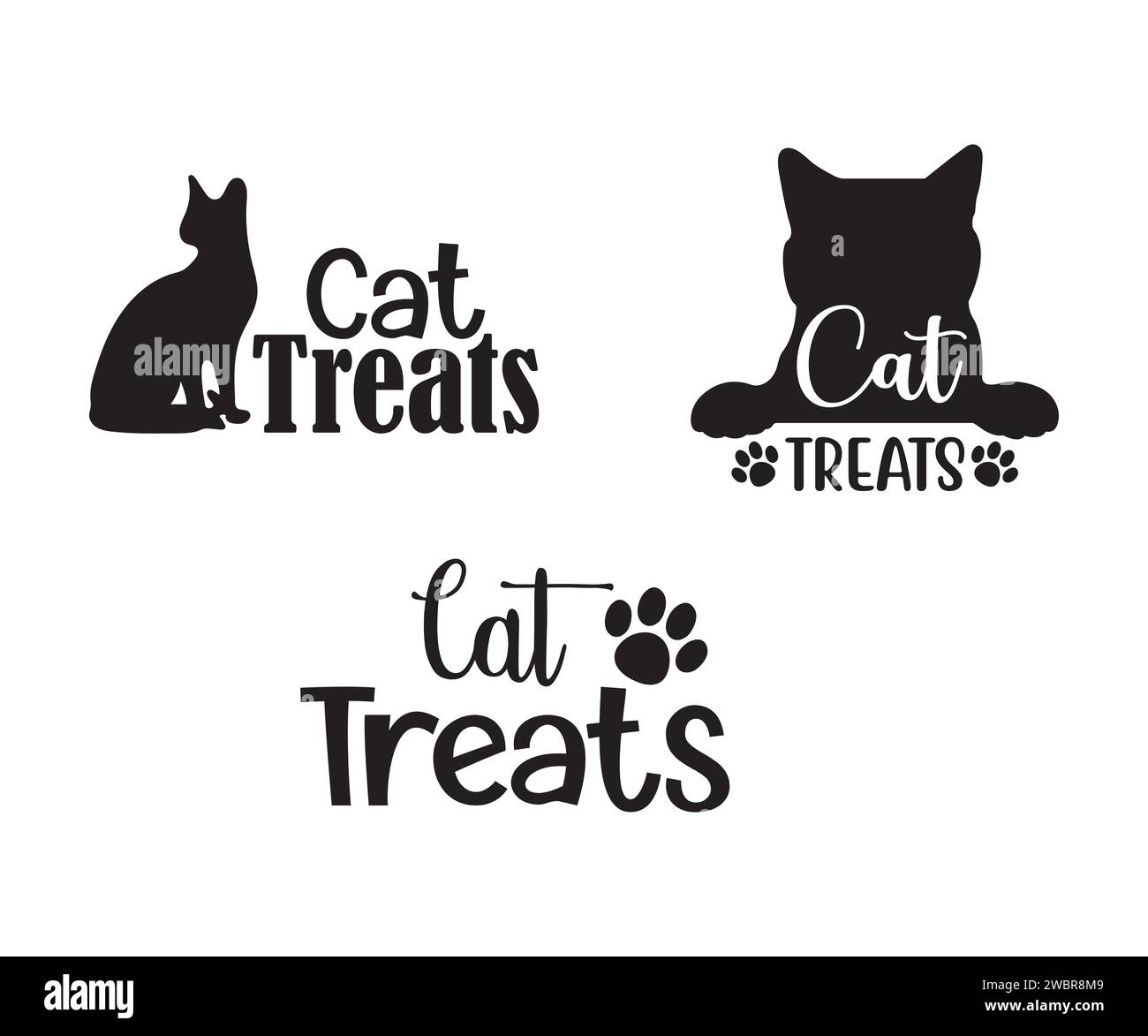 Design del vasetto Cat Treat, Funny Cat, Cat Vector, Cat Lady, Cat Treat Jar, amante dei gatti, dolcetti per gatti Illustrazione Vettoriale