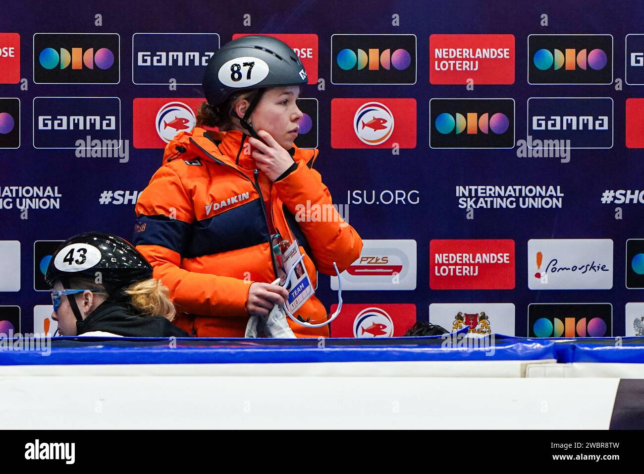 Danzica, Polonia. 12 gennaio 2024. DANZICA, POLONIA - 12 GENNAIO: Diede Van Oorschot dei Paesi Bassi durante i campionati europei di pattinaggio su pista di velocità ISU che si sono svolti a Hala Olivia il 12 gennaio 2024 a Danzica, in Polonia. (Foto di Andre Weening/Orange Pictures) credito: Orange Pics BV/Alamy Live News Foto Stock