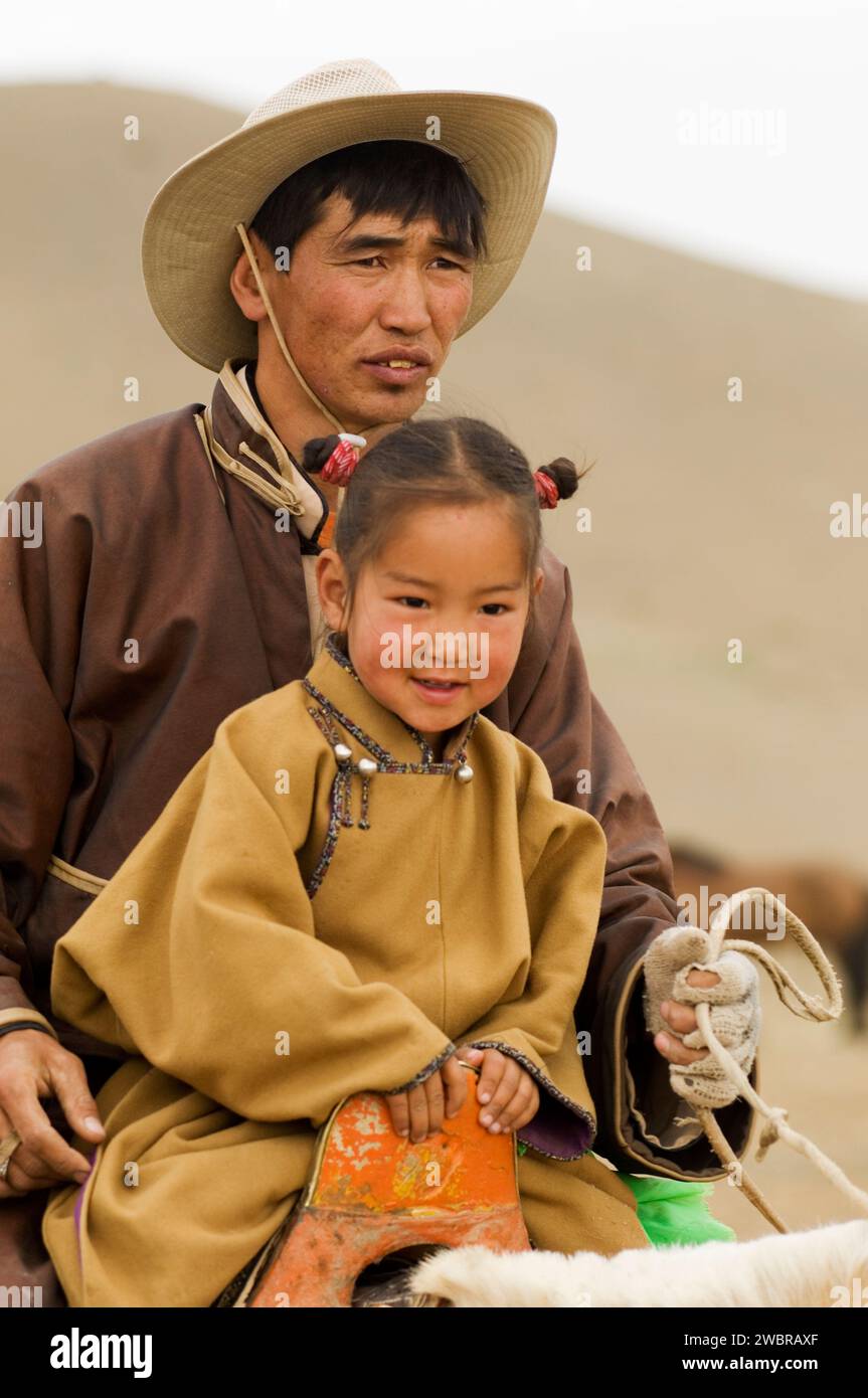Gobi arat (cowboy), Gobi National Park, Mongolia Foto Stock