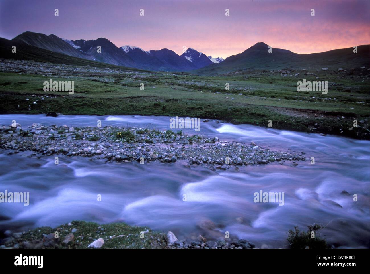 Fiume glaciale, Altai Tavan Bogd National Park, Mongolia Foto Stock