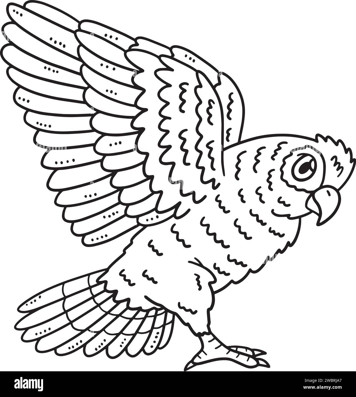 Amazon Parrot Bird Isolated Coloring Page for Kids Illustrazione Vettoriale
