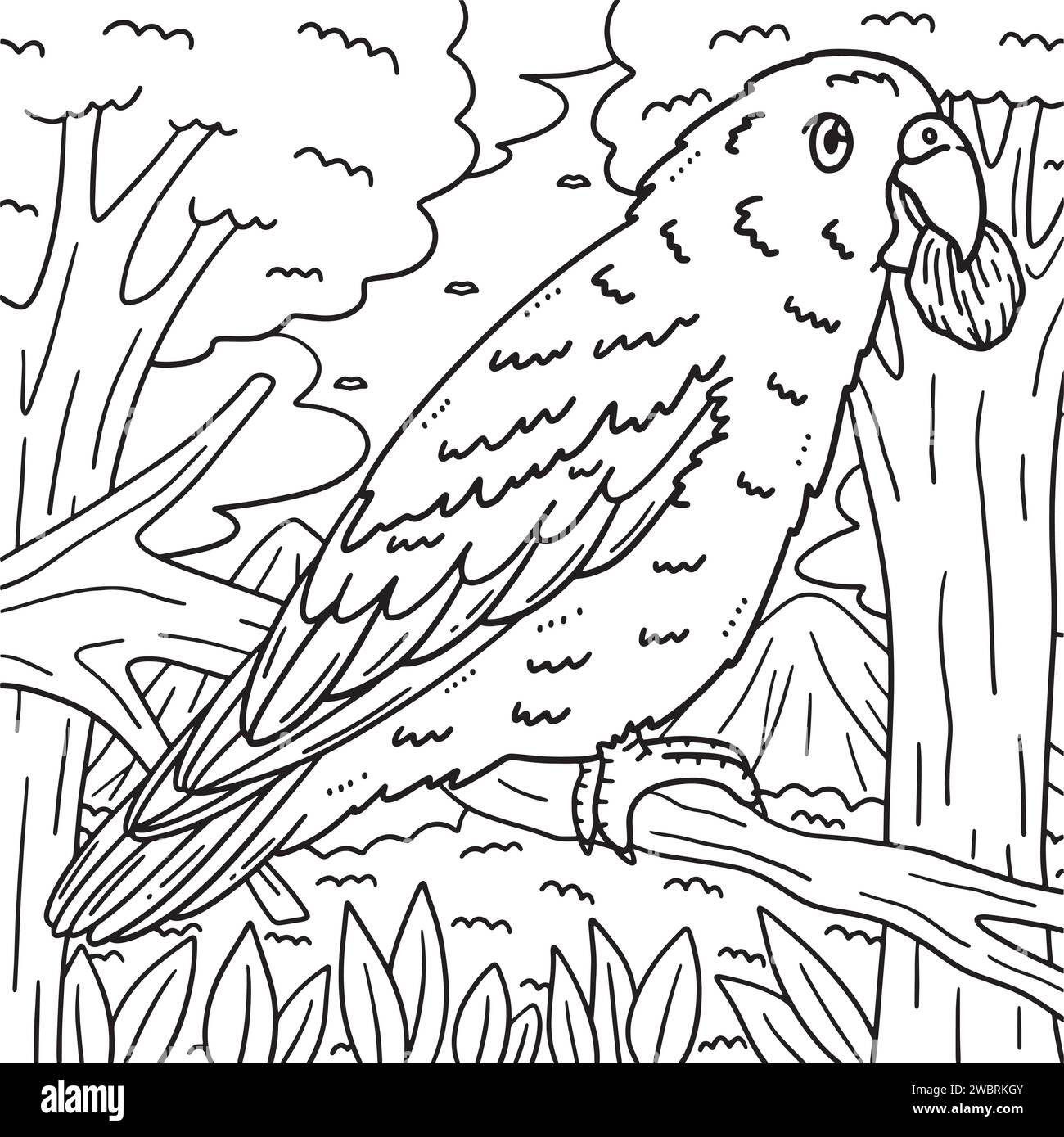 Parrotlet Bird Coloring Page per bambini Illustrazione Vettoriale