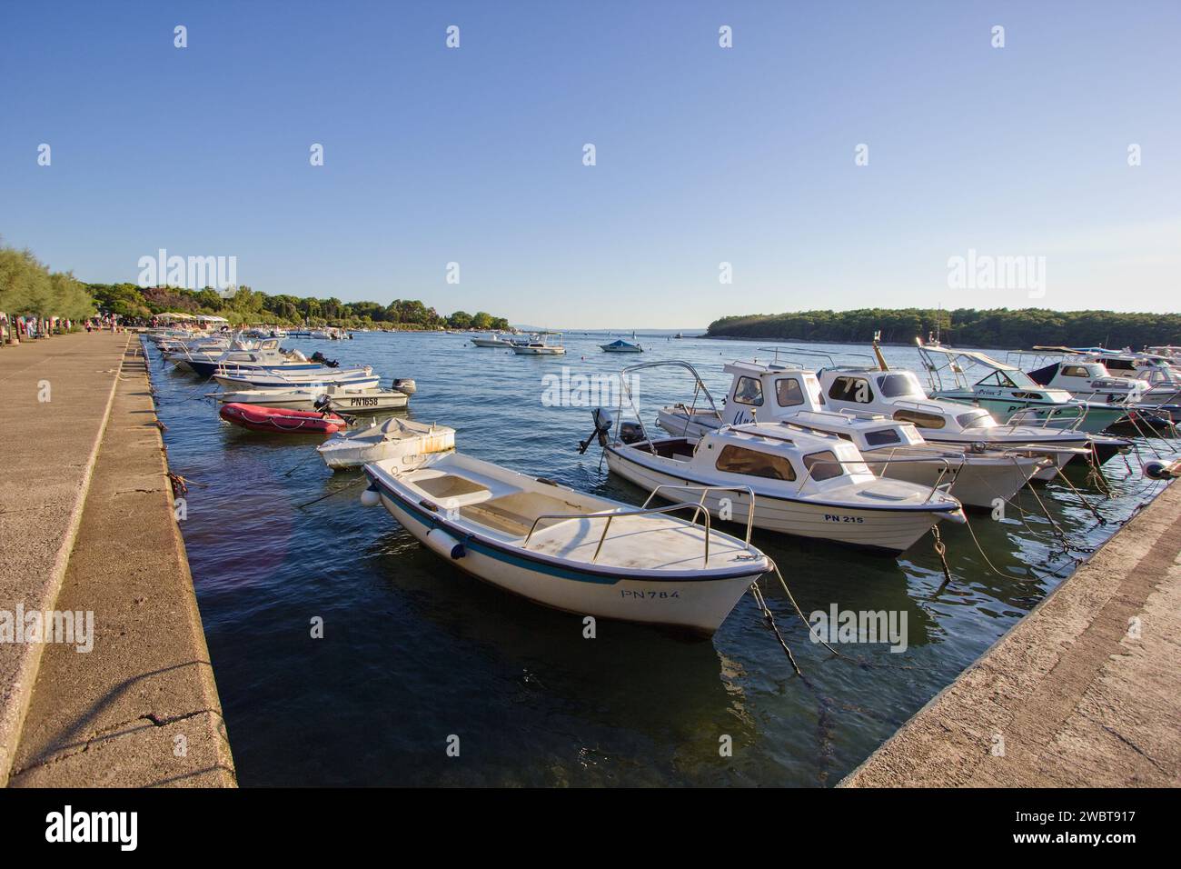 Piccole barche nel porto (porto) di Punat, isola di Krk, Croazia Foto Stock