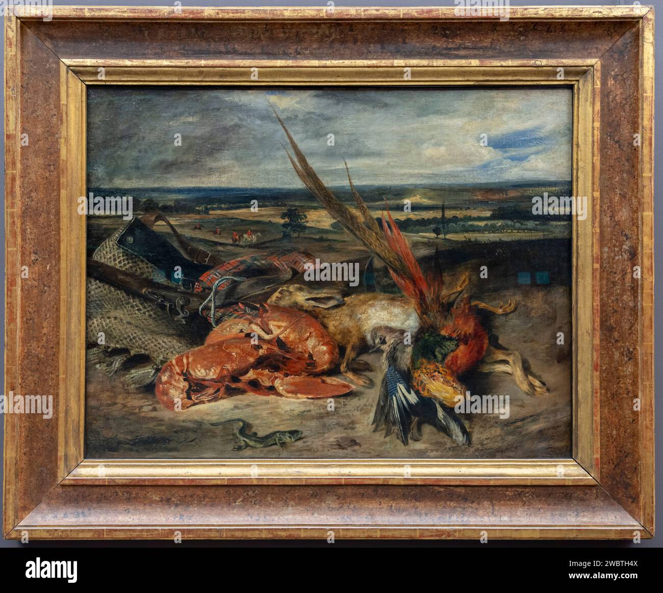 Parigi, Francia - 01 06 2024: Museo del Louvre. Natura morta con aragoste dipinte da Eugène Delacroix Foto Stock
