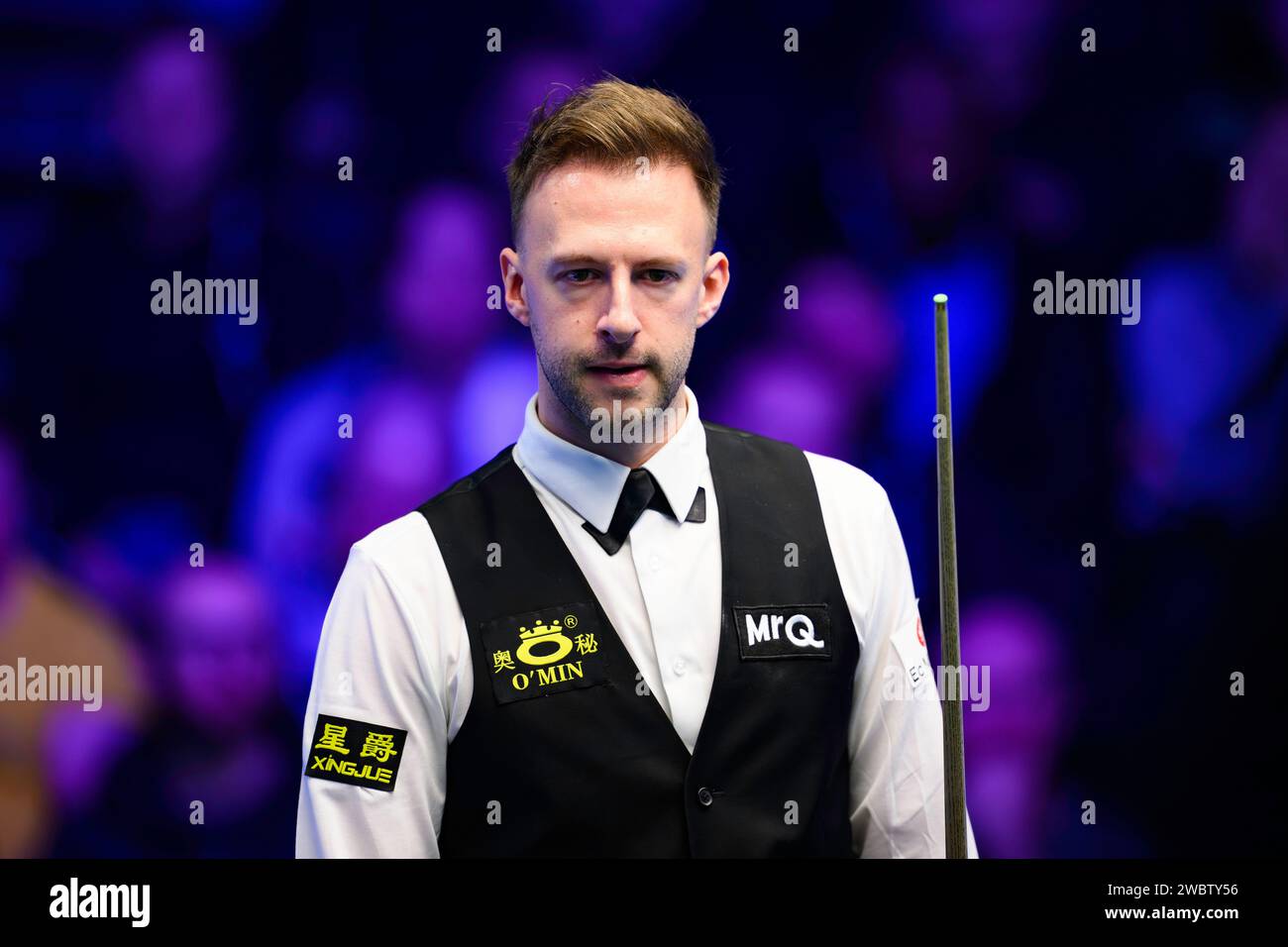 LONDRA, REGNO UNITO. 12 gennaio 2024. Judd Trump nel Day 5 match tra Judd Trump e Ali Carter durante gli MRQ Masters 2024 all'Alexandra Palace di venerdì 12 gennaio 2024 a LONDRA IN INGHILTERRA. Crediti: Taka G Wu/Alamy Live News Foto Stock