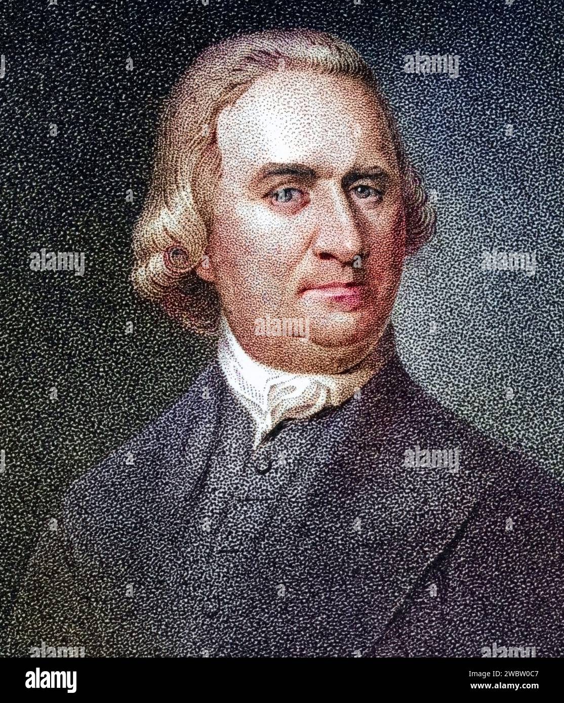 Samuel Adams, 1722 bis 1803, Amerikanischer Staatsmann und Gründervater Unterzeichner der Unabhängigkeitserklärung Stich von JB Longacre aus dem neunzehnten Jahrhundert nach einem Gemälde von Copley, Historisch, digital restaurierte Reproduktion von einer Vorlage aus dem 19. Jahrhundert, data record non indicata Foto Stock