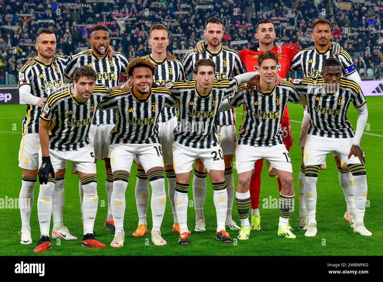 Torino, Italia. 11 gennaio 2024. La Juventus-11 di partenza per la partita di Coppa Italia tra Juventus e Frosinone allo stadio Allianz di Torino. (Foto: Gonzales Photo/Alamy Live News Foto Stock