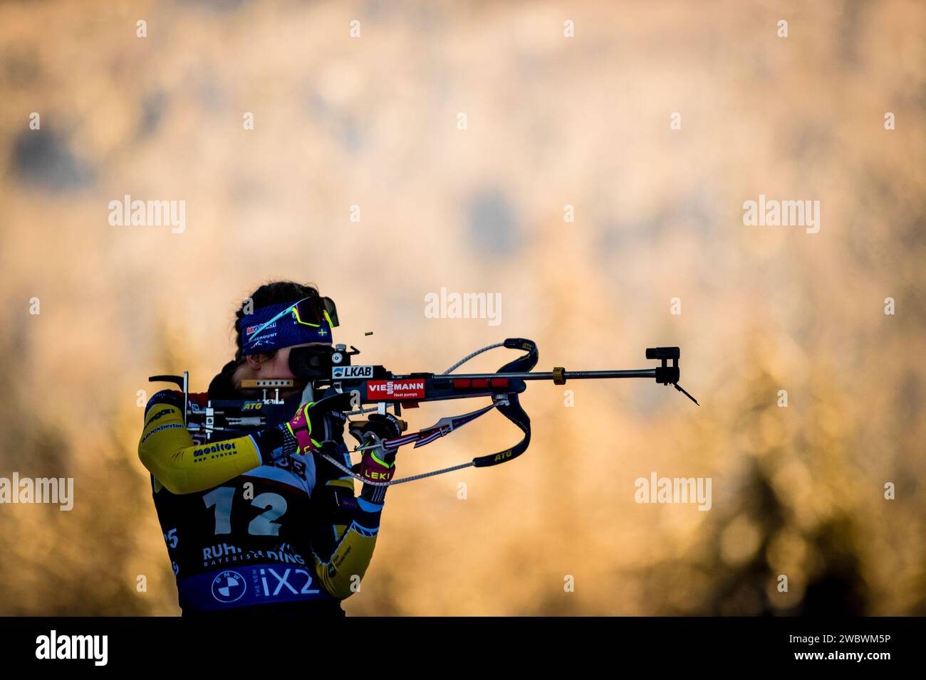 La svedese Elvira Oeberg gareggia nella gara di sprint femminile di Coppa del mondo di Biathlon, Ruhpolding, Germania, 12 gennaio 2024. (Foto CTK/Jaroslav Svoboda) Foto Stock