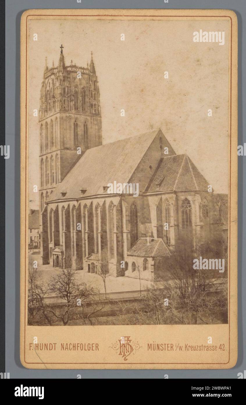 Onze-lieve-Vrouwekerk a Münster, Germania, F. Hundt Nachfolger, 1885-1908 Fotografia. Visitare il cartoncino Münster paper. Chiesa in cartone stampata da albumi (esterno) Our Lady-Overwaterkerk Foto Stock