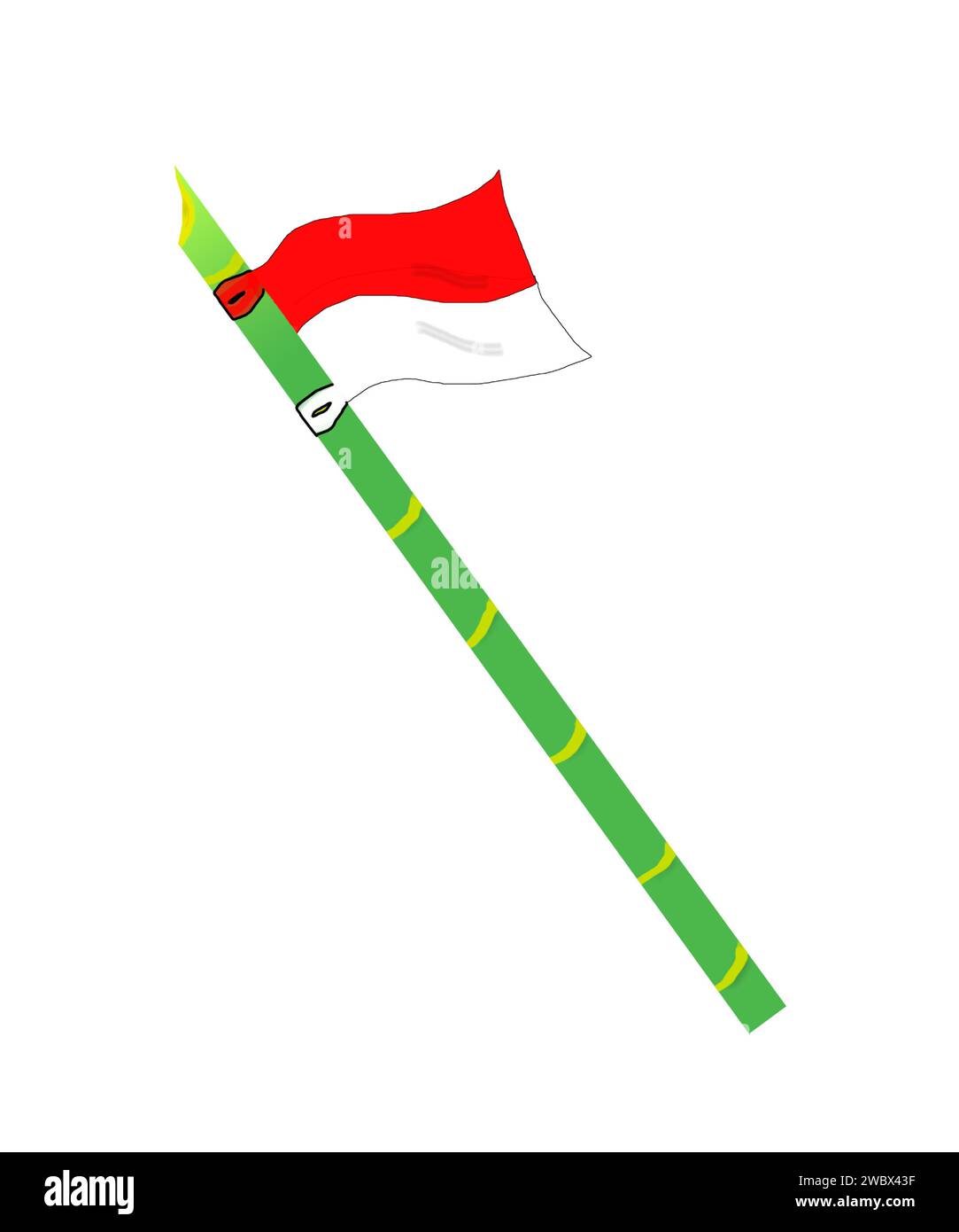 Un esempio di una lancia di bambù e di una bandiera indonesiana legata alla fine, è diventato un simbolo della resistenza del popolo indonesiano. Illustrazione Vettoriale