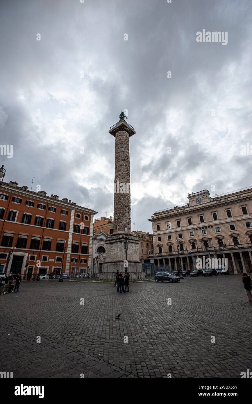 La colonna di Marco Aurelio a Roma Foto Stock