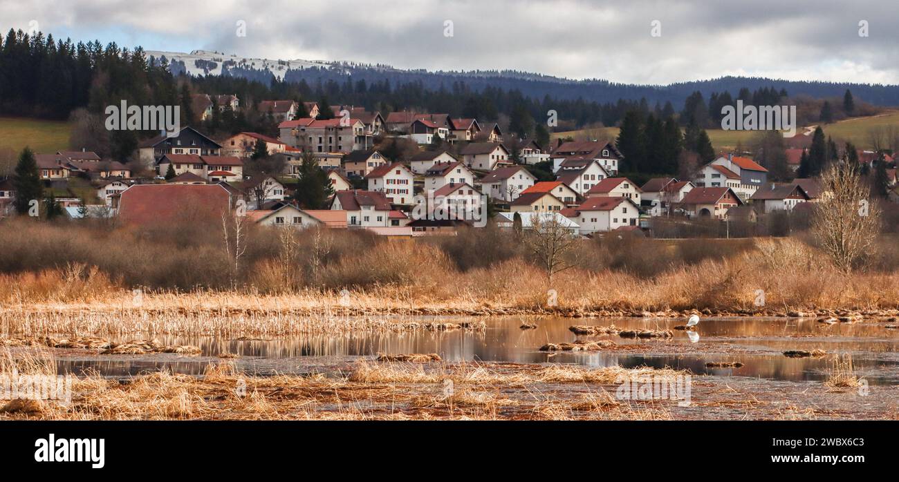 Labergement-Sainte-Marie, un villaggio nel dipartimento di Doubs, montagna del Giura, Francia orientale Foto Stock