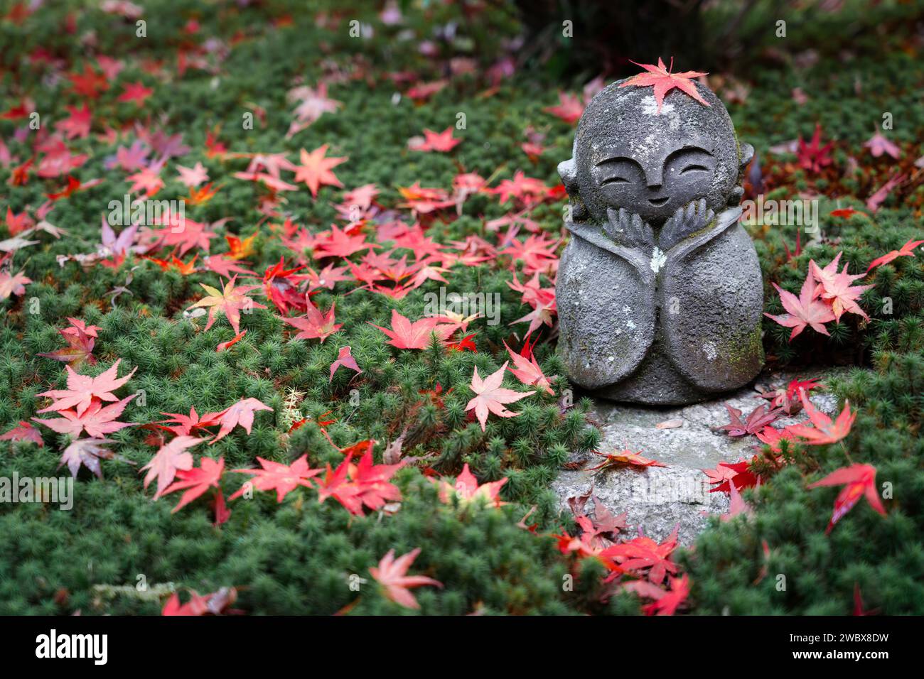 Stagione autunnale a Kyoto, Giappone, scultura decorativa con foglie d'acero al tempio di Enkoji. Foto Stock