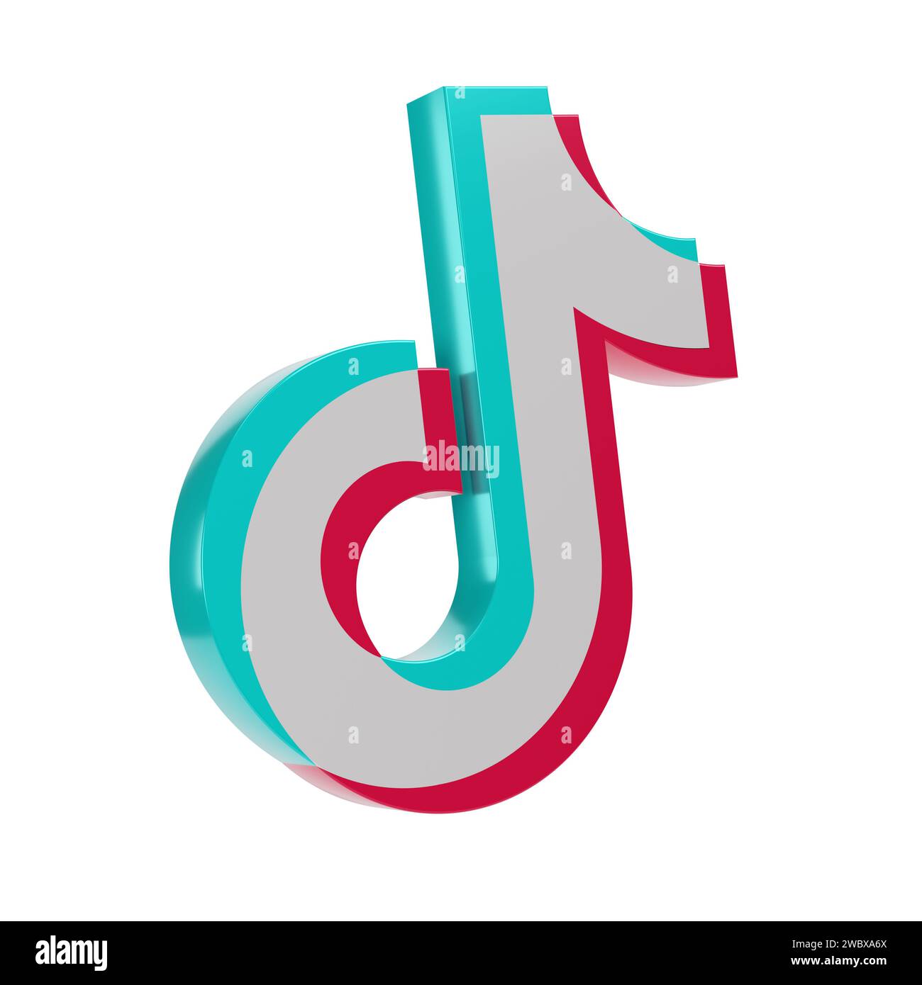Buenos Aires, Argentina - 12 gennaio 2024: Icona TikTok isolata su sfondo bianco con spazio per la copia. illustrazione 3d. Foto Stock