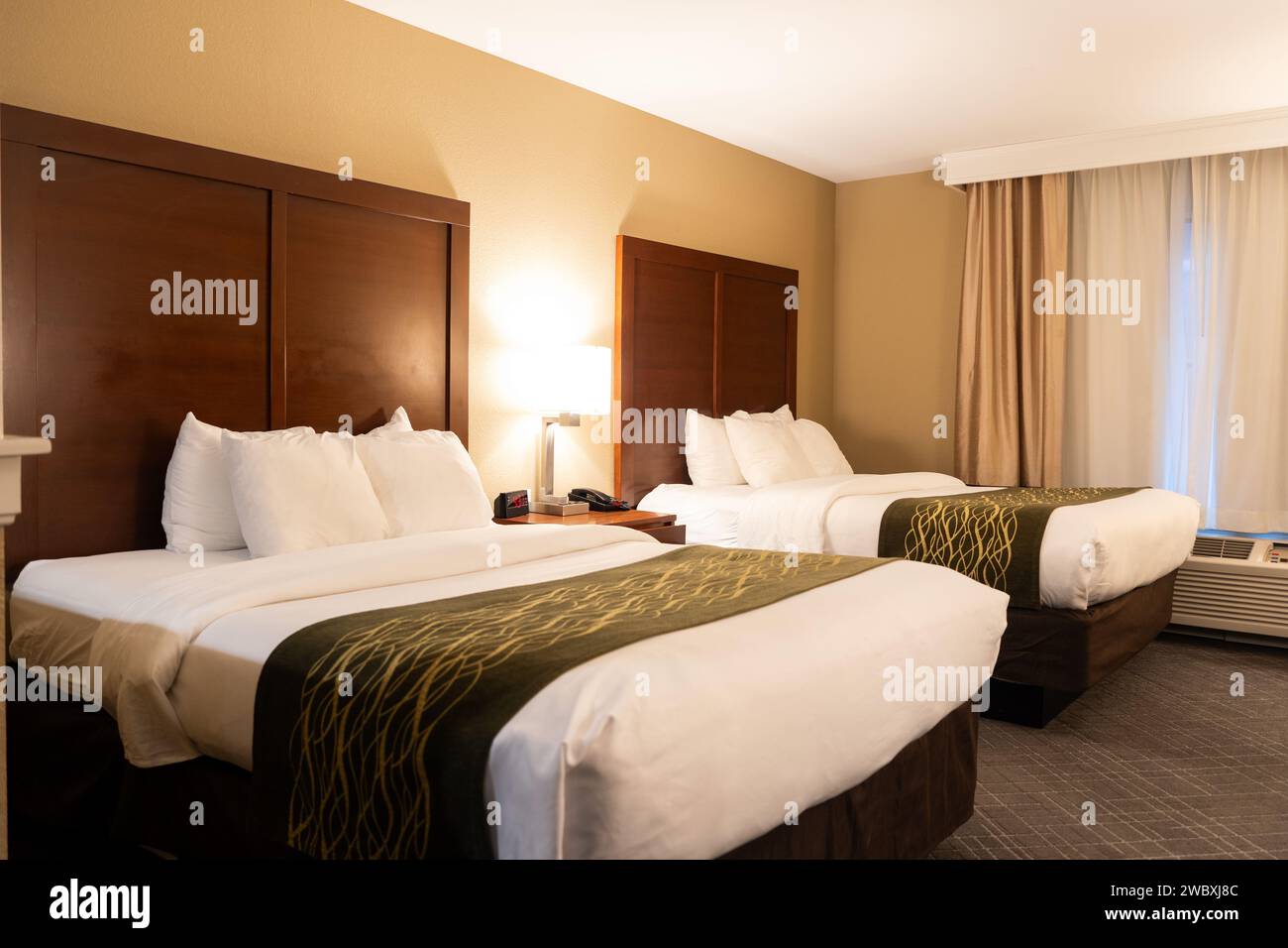 Camera standard con due letti queen size Foto Stock