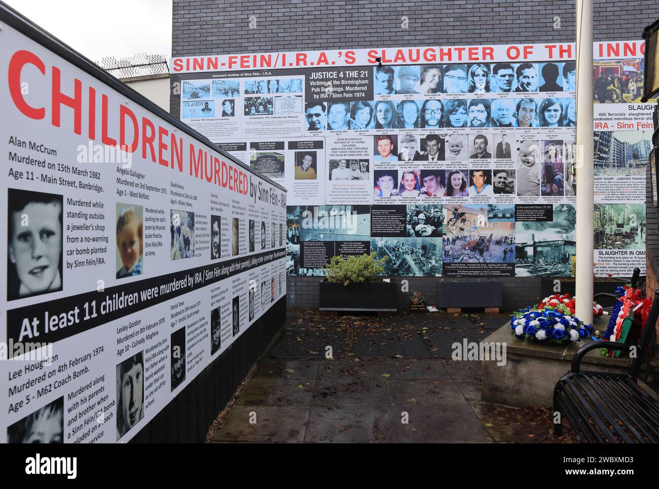 Foto di lealisti uccisi da Sinn Fein durante i Troubles, nella parte Shankill di Belfast, NI, Regno Unito Foto Stock