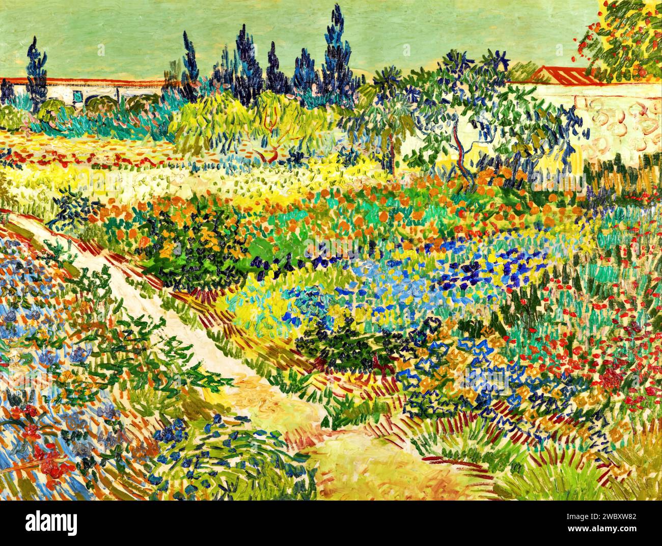 The Garden at Arles, 1888 (Pittura) dell'artista Gogh, Vincent van (1853-90) Dutch. Illustrazione Vettoriale