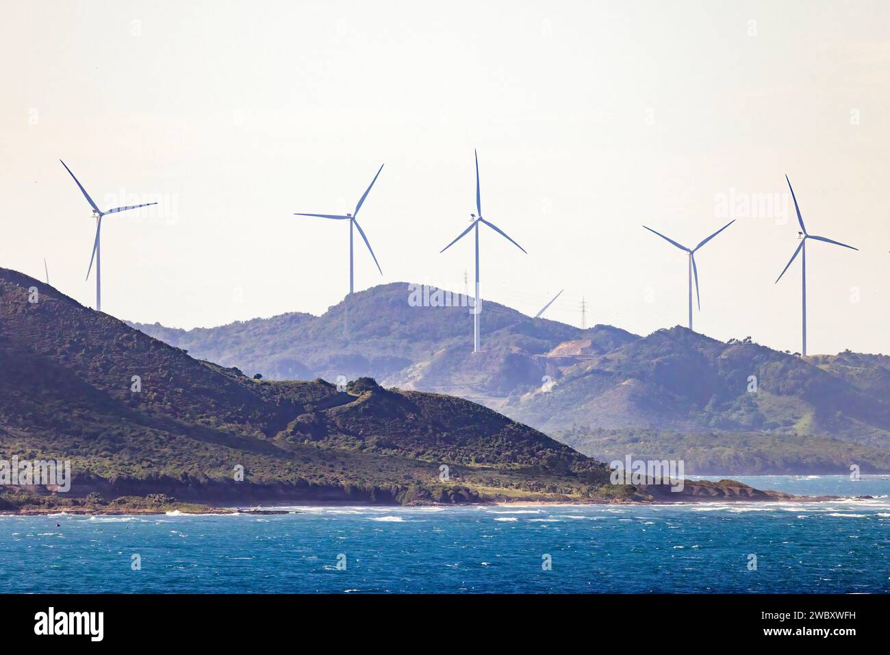 Turbine eoliche vicino a Puerto Plata, Repubblica Dominicana Foto Stock