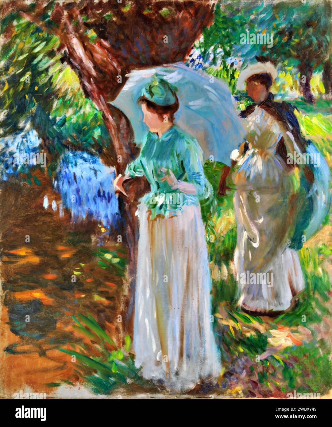 Two Girls with Parasols, 1888 (Painting) dell'artista Monet, Claude (1840-1926) francese. Illustrazione Vettoriale
