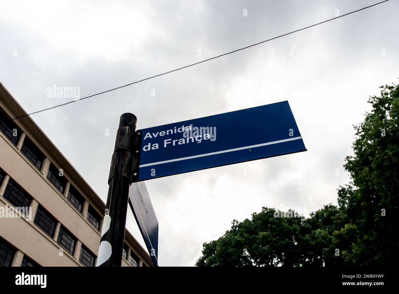 Salvador, Bahia, Brasile - 5 gennaio 2024: Cartello indicante Piazza da Francesco nel quartiere commerciale della città di Salvador, Bahia. Foto Stock