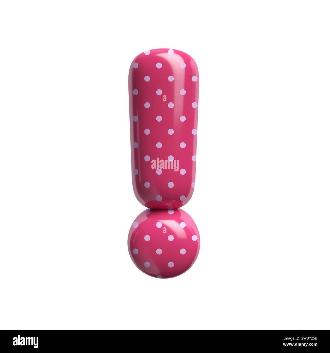 Punto esclamativo punto polka - simbolo retro rosa 3d - adatto per oggetti legati alla moda, al design retrò o alla decorazione Foto Stock