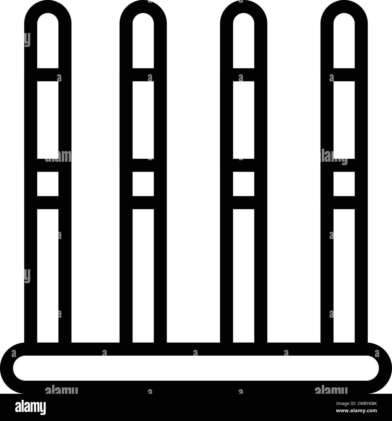 Icona di addestramento dog stick per delineare il vettore. Scuola di cani. Corsa per adulti nel tunnel Illustrazione Vettoriale