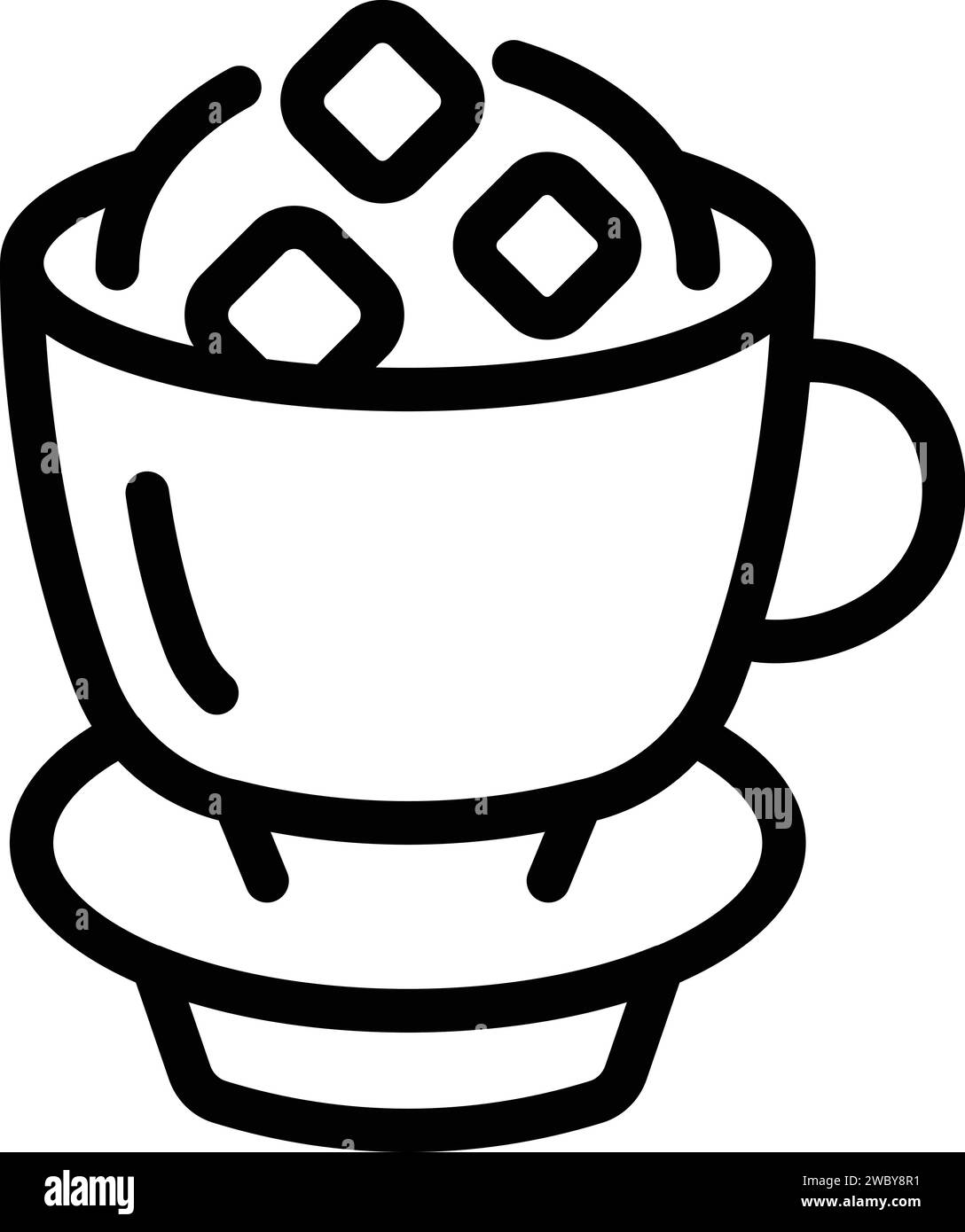 Icona del caffè smerigliato, vettore di contorno. Bevete latte. Freddo crema scuro Illustrazione Vettoriale