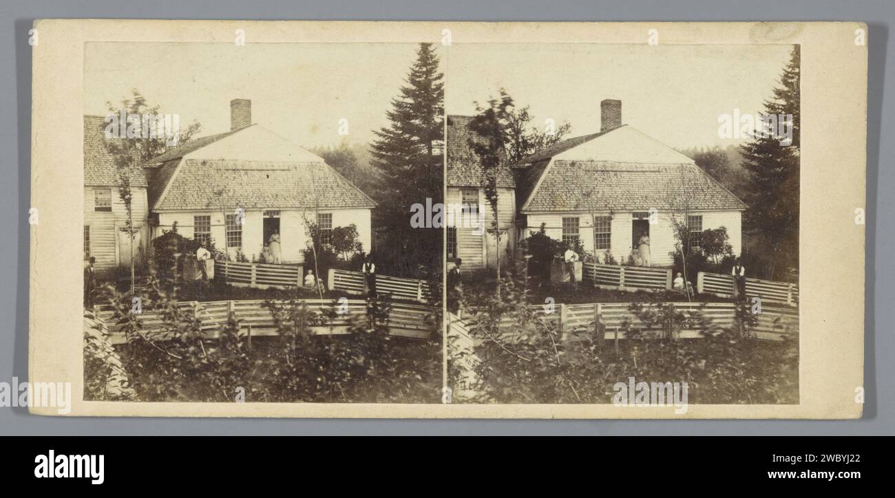 Casa natale dello scultore Hiram Powers a Woodstock, Vermont, Franklin Benjamin Gage, 1859 - 1862 stereografo Woodstockpublisher: New York (città) cartone. Gli albumi di carta stampano alloggi rurali, ad esempio casa di campagna, villa, cottage Woodstock Foto Stock