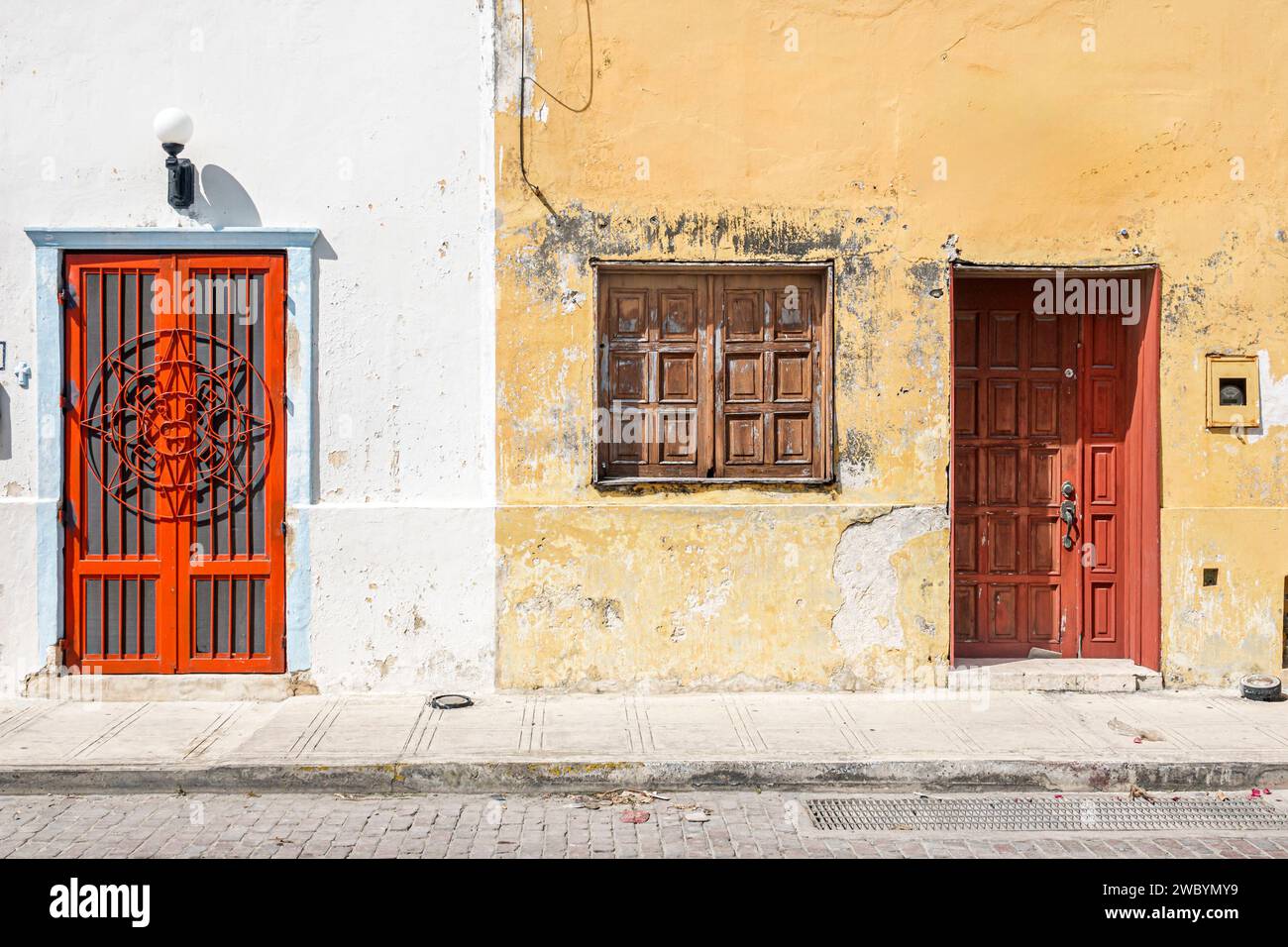 Merida Mexico,centro historico storico quartiere storico centrale,Calle 64A,residenze case architettura,residenze conservazione,outsid Foto Stock
