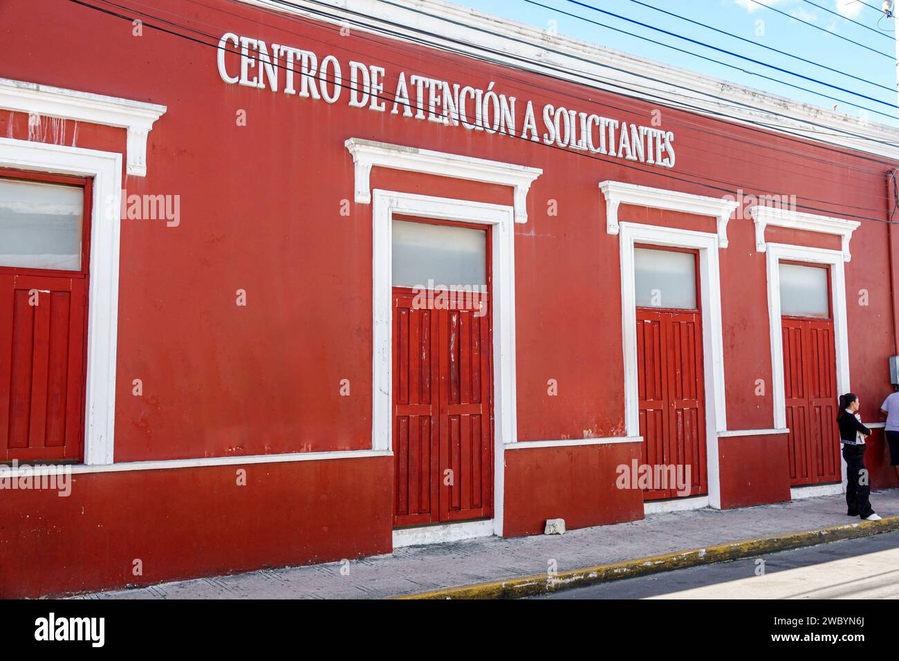 Merida Mexico, centro storico, centro storico, esterno, ingresso frontale dell'edificio, Centro de Atencion a Solicitantes, Calle 66, ufficiale Foto Stock