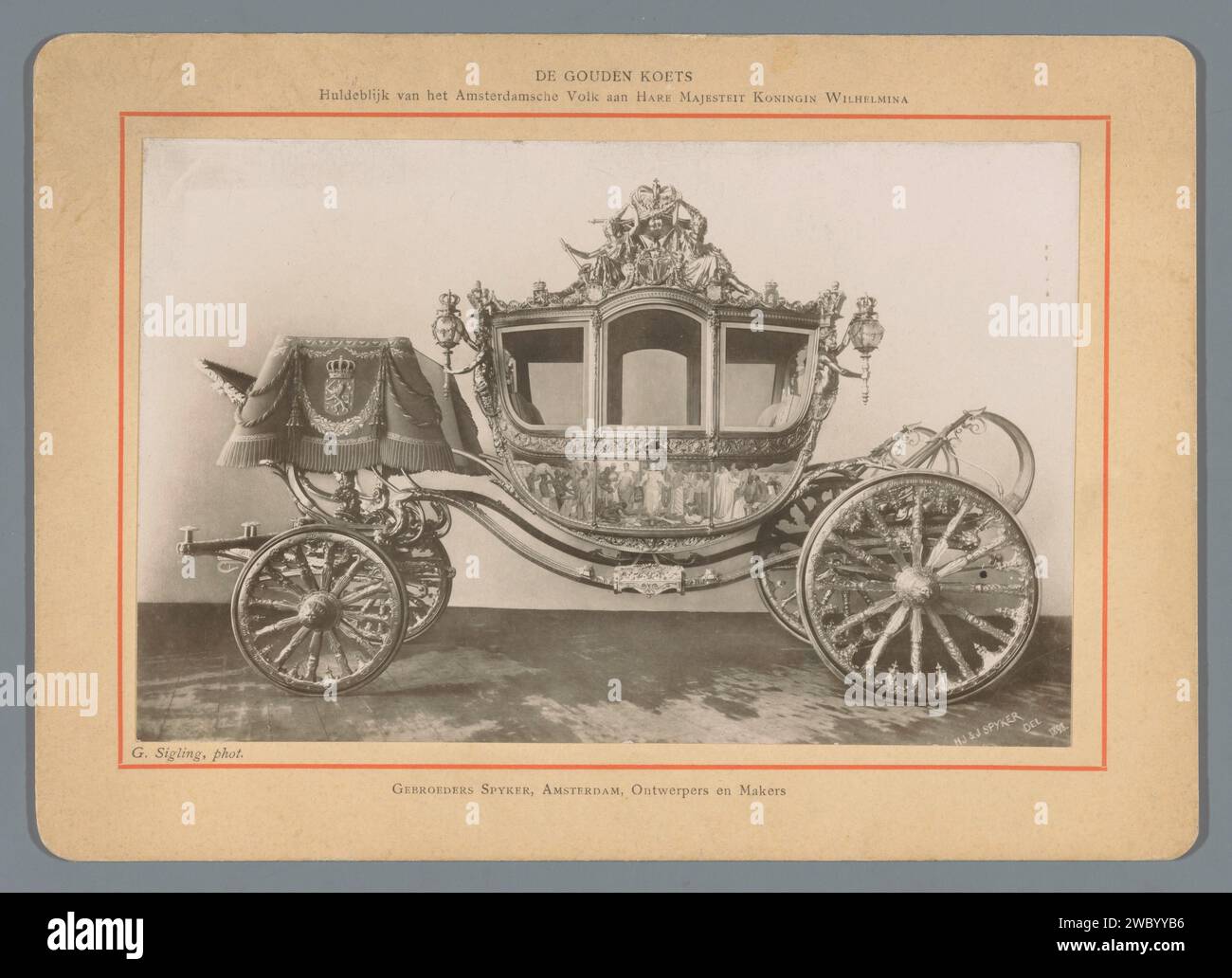 Gouden Koets, 1898 armadietto foto cartone quattro ruote, veicolo trainato da animali, ad esempio: Cabina, carrozza, pullman Foto Stock