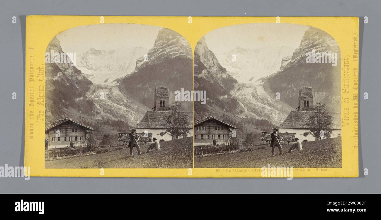 Veduta del Unterer Grindelwaldgletscher, Guglielmo Inghilterra, c. 1850 - c. 1880 stereografo Berna (cantone) cartone. supporto fotografico per la stampa di albumi su ghiacciaio. Montagne di Berna (cantone) Foto Stock