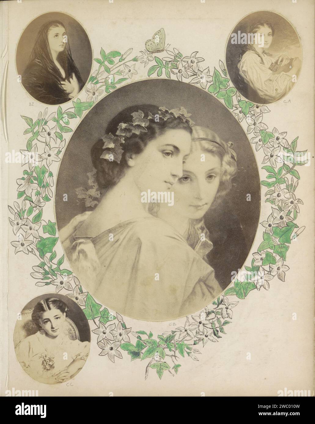 Produzione fotografica di (presumibilmente) una stampa che rappresenta una giovane donna in poltrona, c. 1850 - c. 1870 Fotografia parte di album con foto di luoghi e paesaggi in Inghilterra e di arte. Giornale inglese. supporto fotografico albume stampa donna adulta Foto Stock