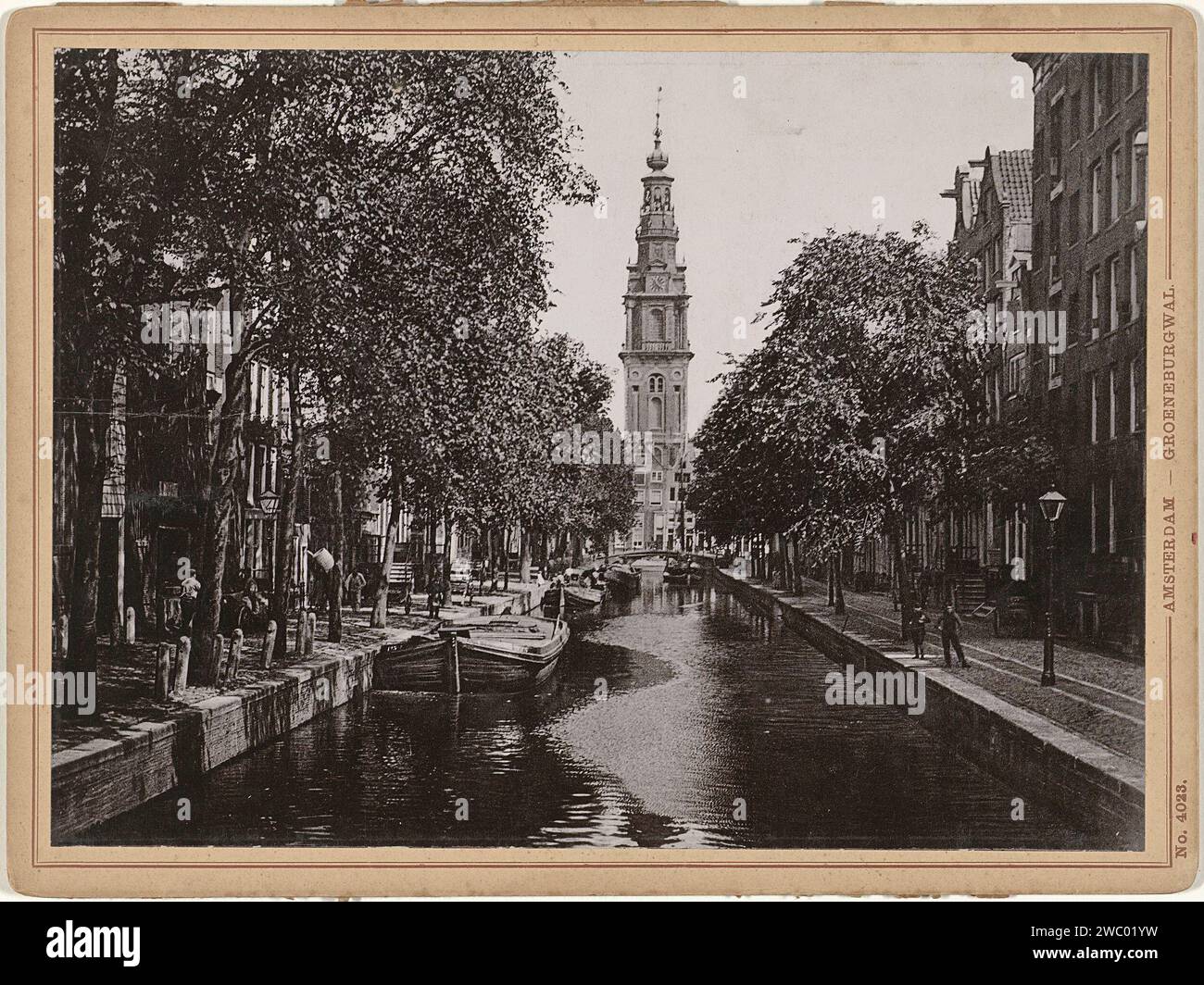 Groenburgwal ad Amsterdam, Anonimo, 1850 - 1920 foto supporto fotografico sconosciuto. Parete di cartone collotipo Greenburg Foto Stock